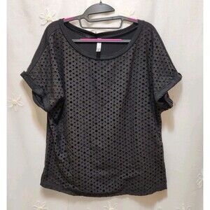 PERSEPTION CONCEPT WOMANS LARGE BLACK BLOUSE LASER CUT FRONT PROFESSIONAL WORK